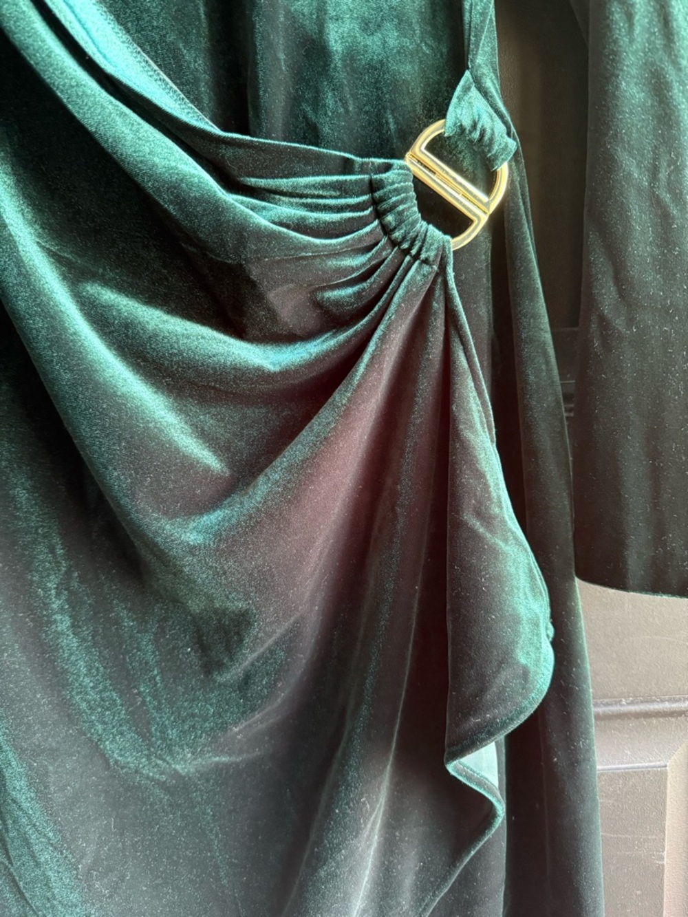 DKNY women's green velvet wrap midi dress Size 8 - Picture 7 of 12